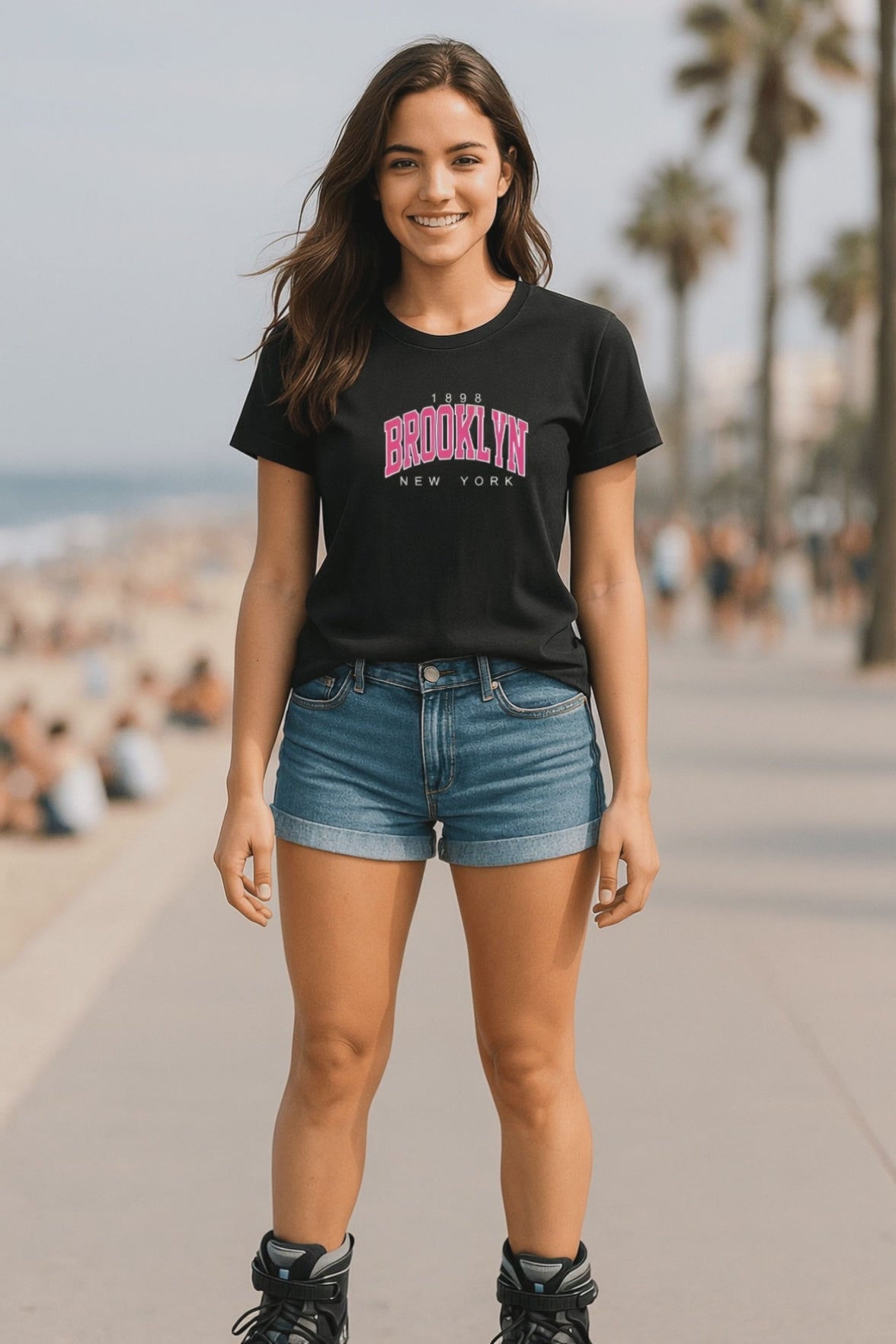 Camiseta Feminina | Estampa - Brooklyn New York Rosa