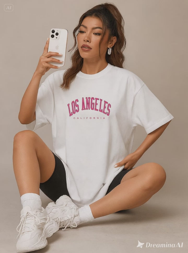 Camiseta Oversized Feminina | Estampa - Los Angeles California