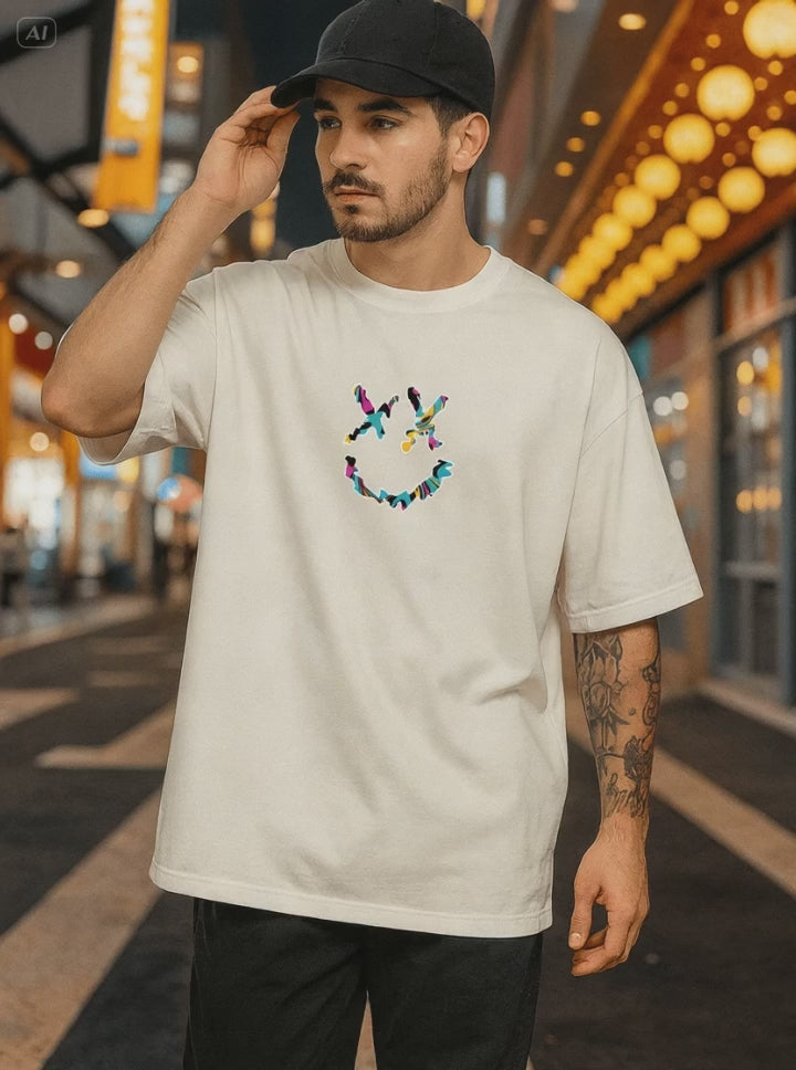 Camiseta Oversized Masculina | Estampa - Smiley